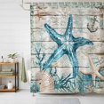 thumbnail image 1 of Shower Curtains for Bathroom, Teal Starfish Coastal Waterproof Fabric Shower Curtain, Summer Beach Nautical Retro Decorative Bathroom Curtain for Bathtub, 36"x72", No Hooks Included, 1 of 9