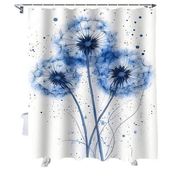 Shower Curtains Blue Dandelion Bath Curtain Retro Watercolor Plant Waterproof Bathroom Shower Curtain Set with Hooks Decoration 36 x 72 Inches