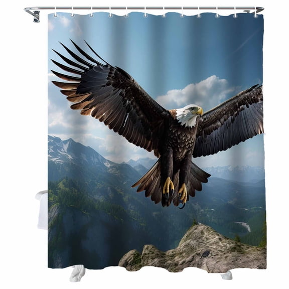 Shower Curtains Blue Sky Mountain Bath Curtain Eagle Cloud Waterproof Bathroom Shower Curtain Set with Hooks Decoration 72 x 72 Inches