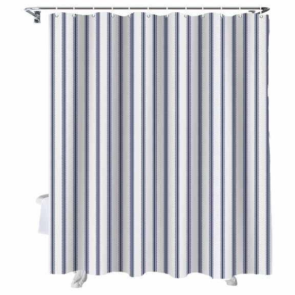 Shower Curtains Blue Stripe Bath Curtain Vertical Striped Waterproof Bathroom Shower Curtain Set with Hooks Decoration 72 x 84 Inches