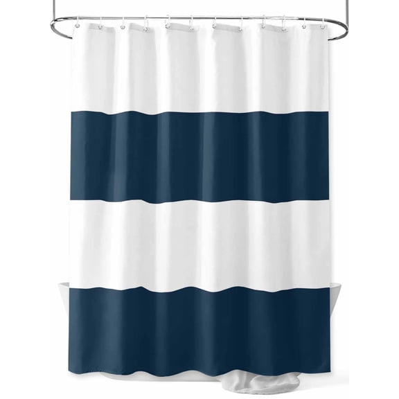 Shower Curtains Blue and White Stripe Pattern Bath Curtain Simple Style Waterproof Bathroom Shower Curtain Set with Hooks Decoration 72 x 84 Inches
