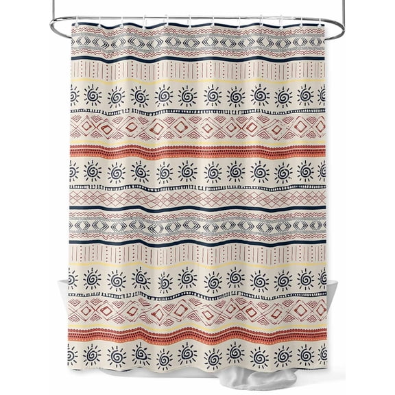 Shower Curtains Bohemian Stripe Bath Curtain Geometric Tribal Style Waterproof Bathroom Shower Curtain Set with Hooks Decoration 72 x 72 Inches