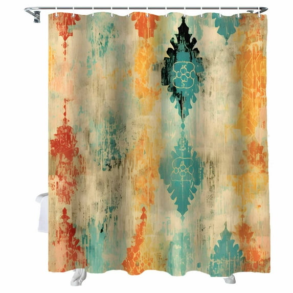 Shower Curtains Bohemian Style Bath Curtain Watercolor Art Waterproof Bathroom Shower Curtain Set with Hooks Decoration 36 x 72 Inches