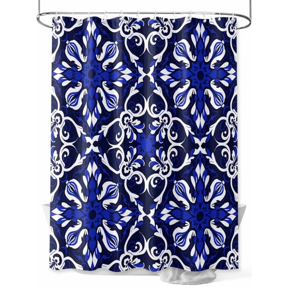 Shower Curtains Boho Blue Flower Bath Curtain Abstract BohemianStyle Waterproof Bathroom Shower Curtain Set with Hooks Decoration 72 x 72 Inches