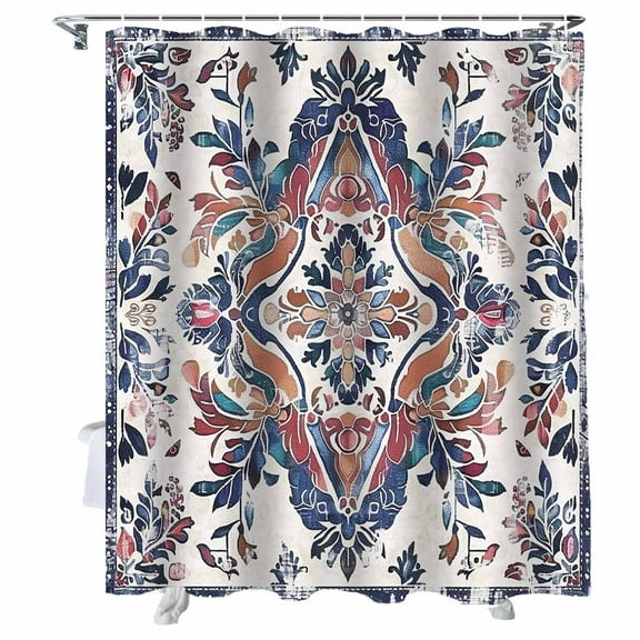 Shower Curtains Boho Floral Bath Curtain Vintage Bohemian Style Waterproof Bathroom Shower Curtain Set with Hooks Decoration 72 x 72 Inches