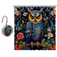 Shower Curtains Cartoon Owl Waterproof Shower Curtain Set with Crystal