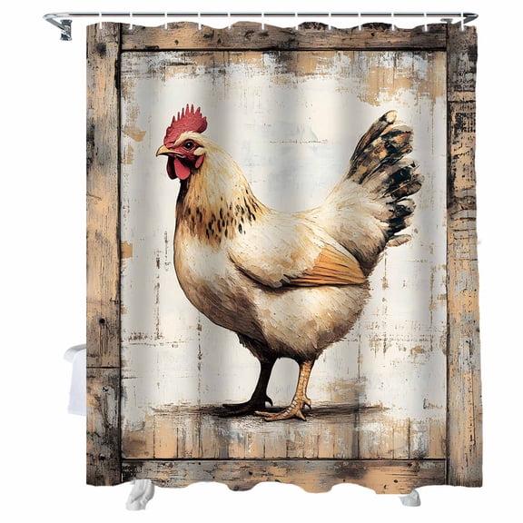 Shower Curtains Chicken Bath Curtain Vintage Farm Animal Waterproof Bathroom Shower Curtain Set with Hooks Decoration 36 x 72 Inches
