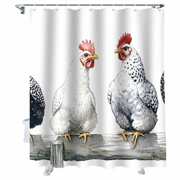 Shower Curtains Chicken Rooster Bath Curtain Farmhouse Animal Waterproof Bathroom Shower Curtain Set with Hooks Decoration 36 x 72 Inches