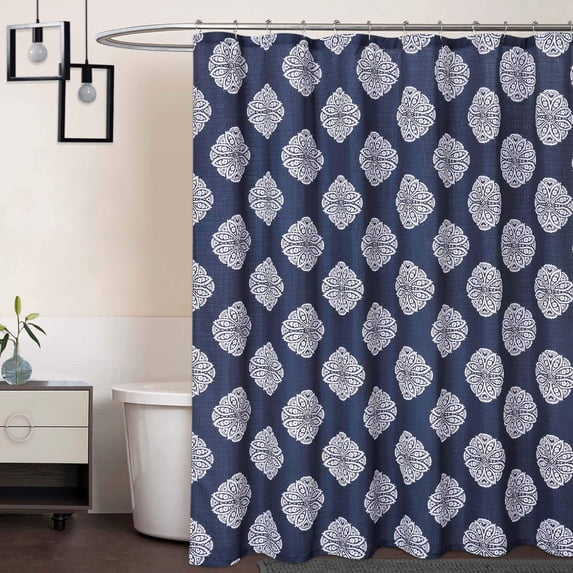 Shower Curtains, Decorative Medallion Damask Print 200GSM Fabric Shower Curtains with Reinforced Buttonholes for Bathroom, White, 72x72 Inch