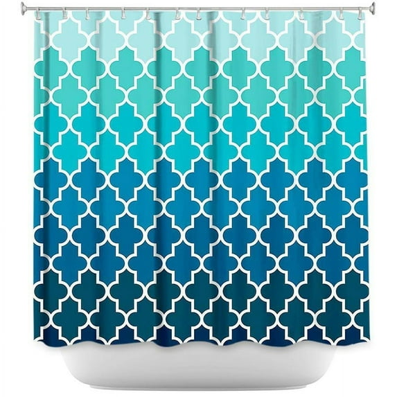 Shower Curtains - DiaNoche Designs - Aqua Ombre Quatrefoil