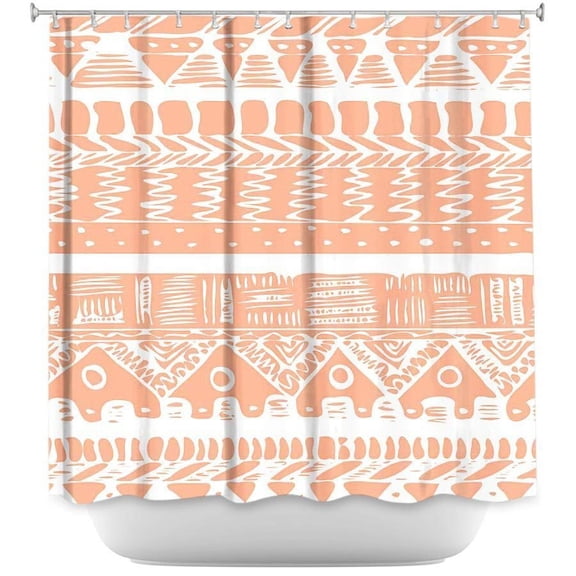 Shower Curtains - DiaNoche Designs - Boho Coral Aztec