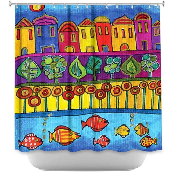 Shower Curtains - DiaNoche Designs - Fishing Village