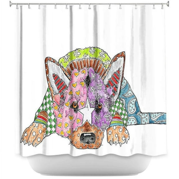 Shower Curtains - DiaNoche Designs - German Shepherd Dog White