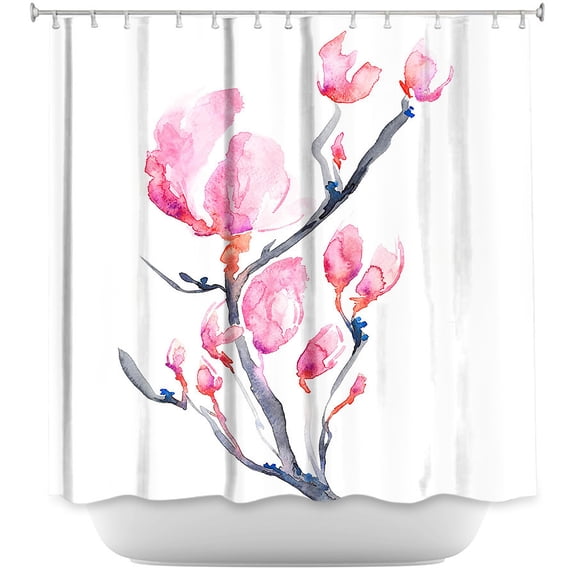 Shower Curtains - DiaNoche Designs - Japanese Magnolia - Brazen