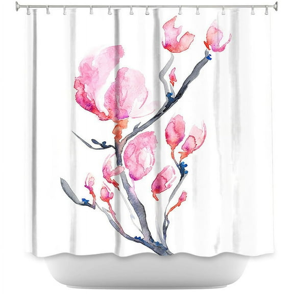 Shower Curtains - DiaNoche Designs - Japanese Magnolia - Brazen