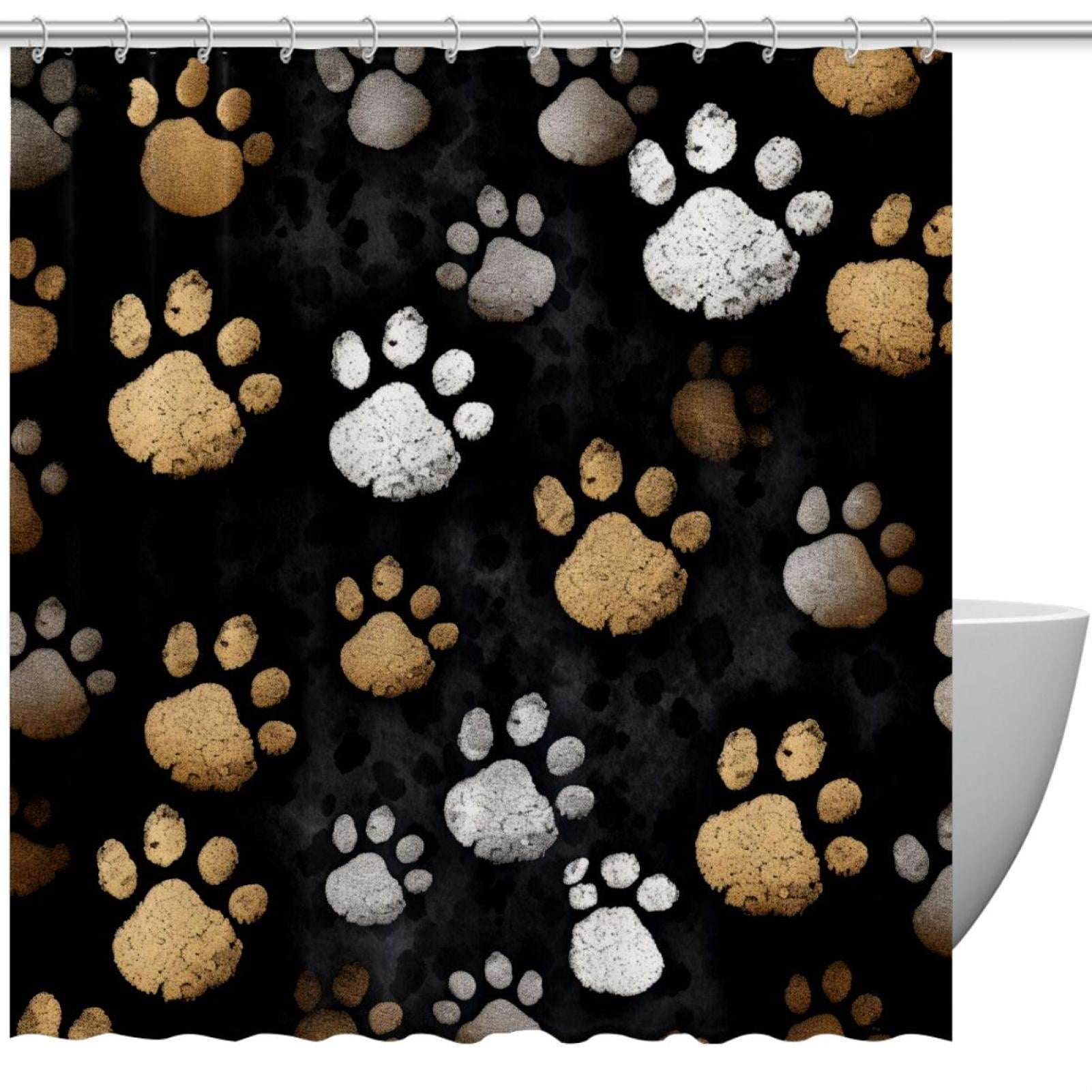 Shower Curtains Dog Paw Prints Waterproof Shower Curtain with Grommets