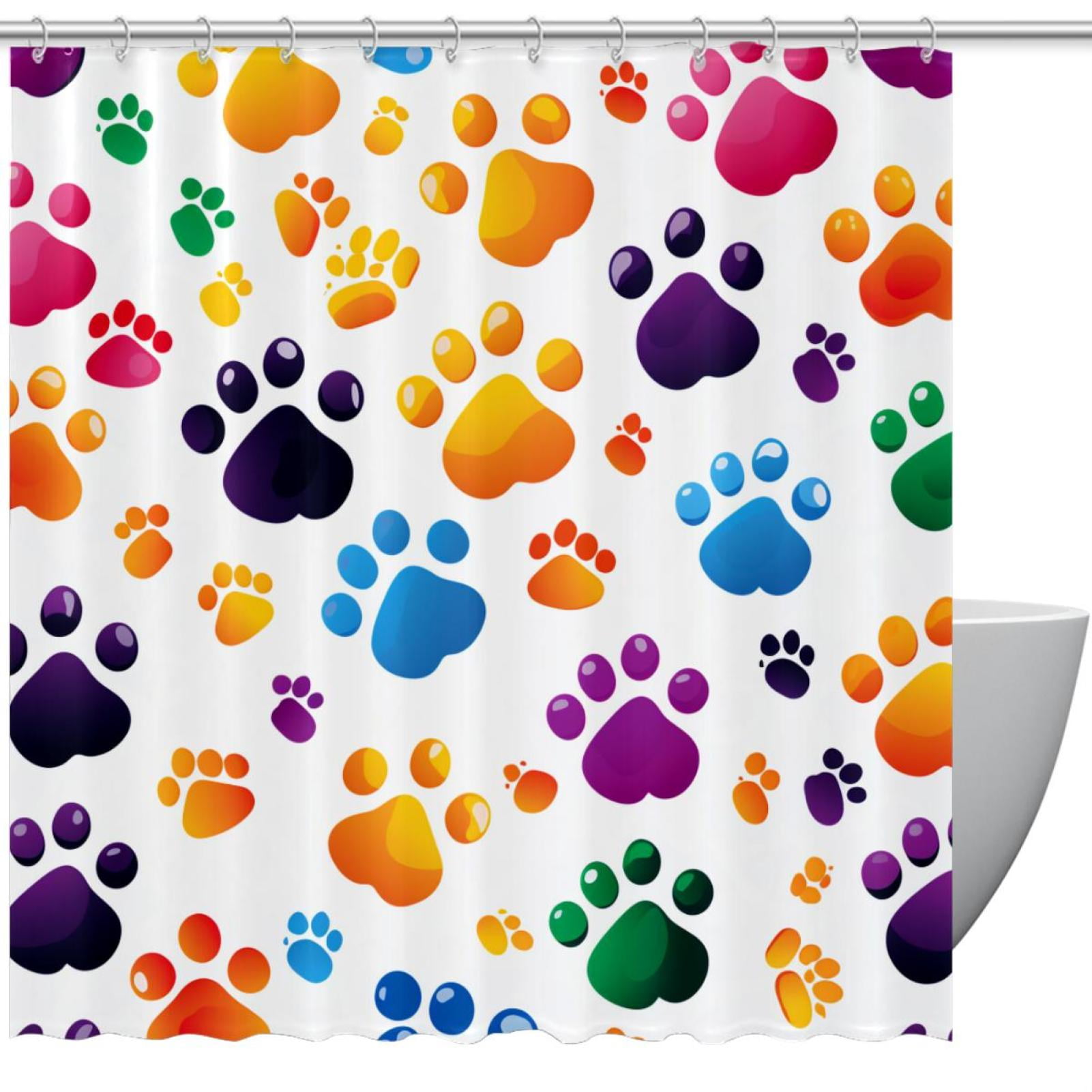 Shower Curtains Dog Paw Prints Waterproof Shower Curtain with Grommets