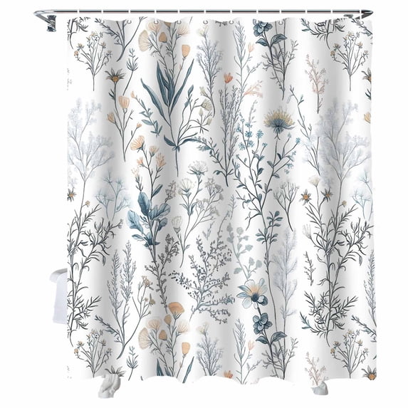 Shower Curtains Flower Leaves Bath Curtain Floral Plant Waterproof Bathroom Shower Curtain Set with Hooks Decoration 72 x 72 Inches
