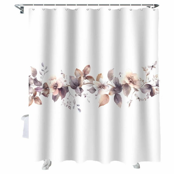 Shower Curtains Flowers Butterfly Bath Curtain Watercolor Style Waterproof Bathroom Shower Curtain Set with Hooks Decoration 72 x 84 Inches
