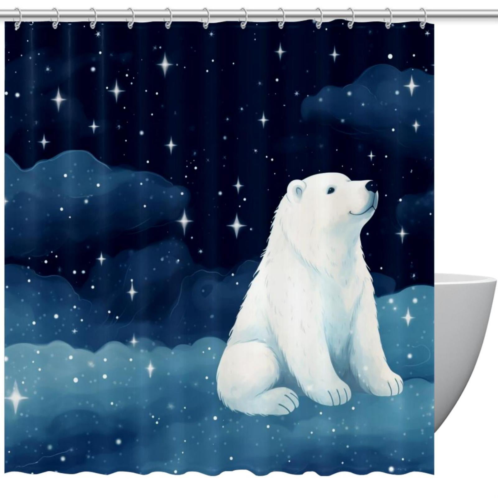 Shower Curtains Galaxy Polar Bear Waterproof Shower Curtain with ...