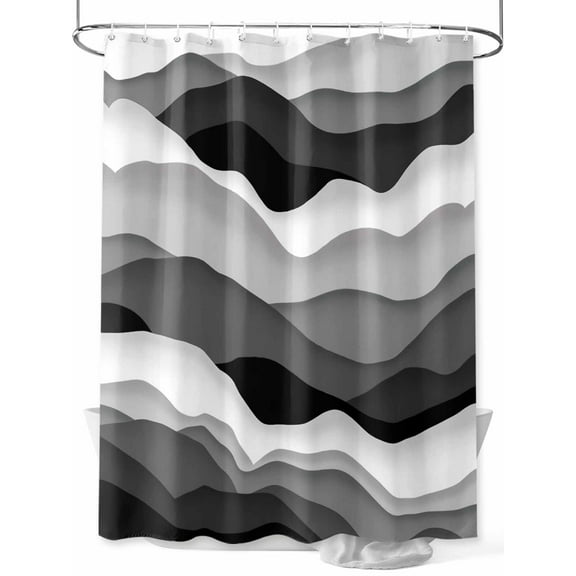 Shower Curtains Grey Ocean Bath Curtain Abstract Waves Ombre Waterproof Bathroom Shower Curtain Set with Hooks Decoration 72 x 72 Inches
