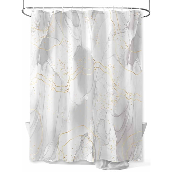 Shower Curtains Grey White Marble Bath Curtain Abstract Geometric Modern Waterproof Bathroom Shower Curtain Set with Hooks Decoration 72 x 72 Inches