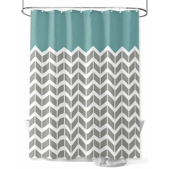 Shower Curtains Herringbone Pattern Bath Curtain Vintage Turquoise Grey Waterproof Bathroom Shower Curtain Set with Hooks Decoration 72 x 72 Inches
