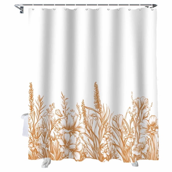 Shower Curtains Lavender Floral Bath Curtain Plants Flowers Waterproof Bathroom Shower Curtain Set with Hooks Decoration 72 x 84 Inches
