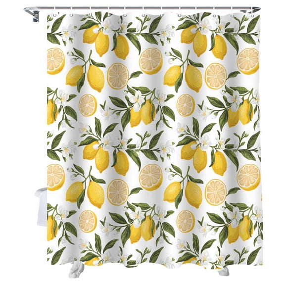 Shower Curtains Lemon Leaves Branch Bath Curtain Vintage Flowers Plant Waterproof Bathroom Shower Curtain Set with Hooks Decoration 36 x 72 Inches