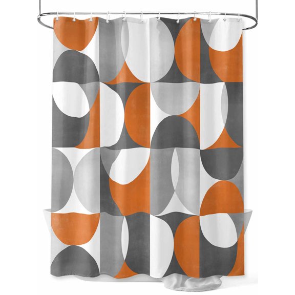 Shower Curtains Mid Century Geometric Bath Curtain Abstract Modern Orange Waterproof Bathroom Shower Curtain Set with Hooks Decoration 72 x 84 Inches
