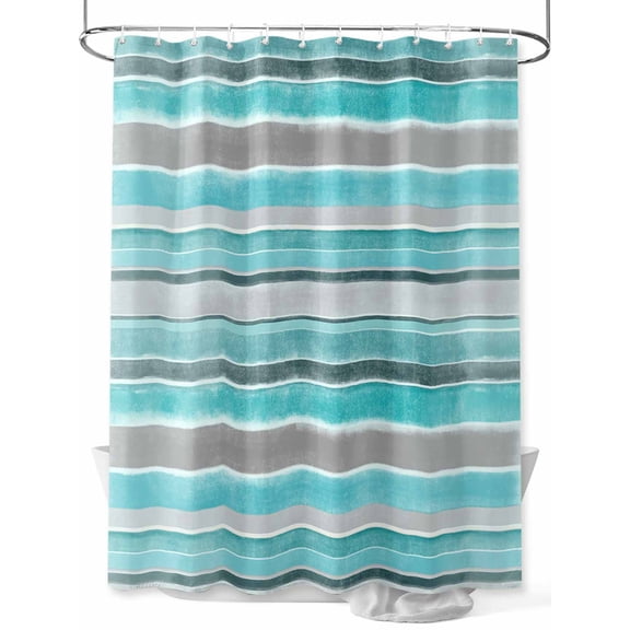 Shower Curtains Nordic Abstract Texture Bath Curtain Turquoise Gray Gradient Stripes Waterproof Bathroom Shower Curtain Set with Hooks Decoration 72 x 72 Inches