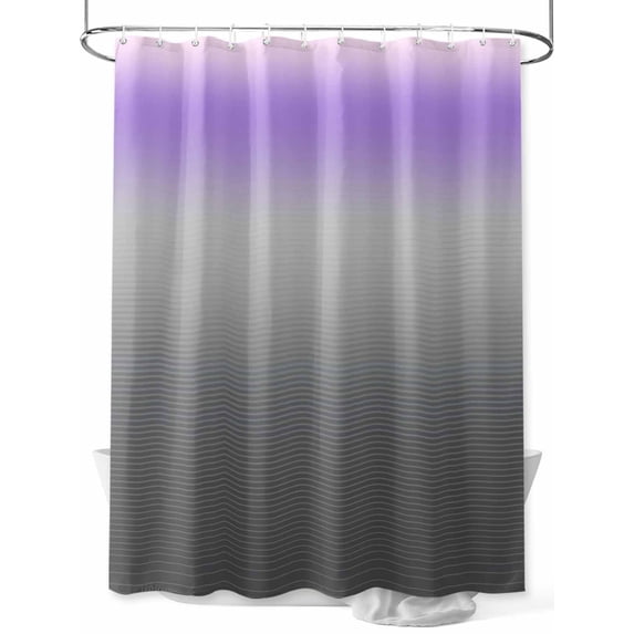 Shower Curtains Ombre Grey Purple Bath Curtain Gradient Stripes Waterproof Bathroom Shower Curtain Set with Hooks Decoration 72 x 84 Inches