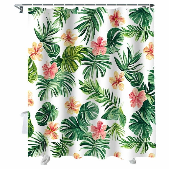 Shower Curtains Pink Flower Bath Curtain Spring Garden Waterproof Bathroom Shower Curtain Set with Hooks Decoration 72 x 72 Inches
