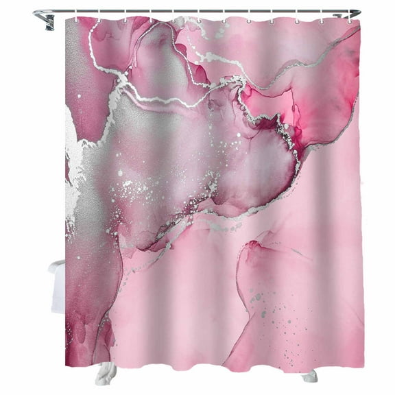 Shower Curtains Pink Marble Bath Curtain Abstract Waves Cloud Waterproof Bathroom Shower Curtain Set with Hooks Decoration 72 x 84 Inches
