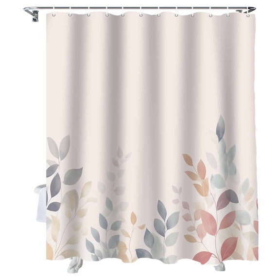 Shower Curtains Plant Leaves Bath Curtain Watercolor Leaves Waterproof Bathroom Shower Curtain Set with Hooks Decoration 72 x 72 Inches