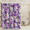 thumbnail image 1 of Shower Curtains Purple Flowers Waterproof Liners Polyester Fabric Weighted Hem Machine Washable 59" x 79", 1 of 7