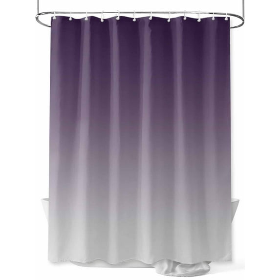 Shower Curtains Purple and Grey Ombre Bath Curtain Gradient Color Waterproof Bathroom Shower Curtain Set with Hooks Decoration 72 x 84 Inches