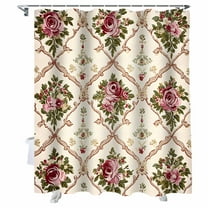 Shower Curtains Red Rose Bath Curtain Vintage Flower Waterproof Bathroom Shower Curtain Set with Hooks Decoration 36 x 72 Inches