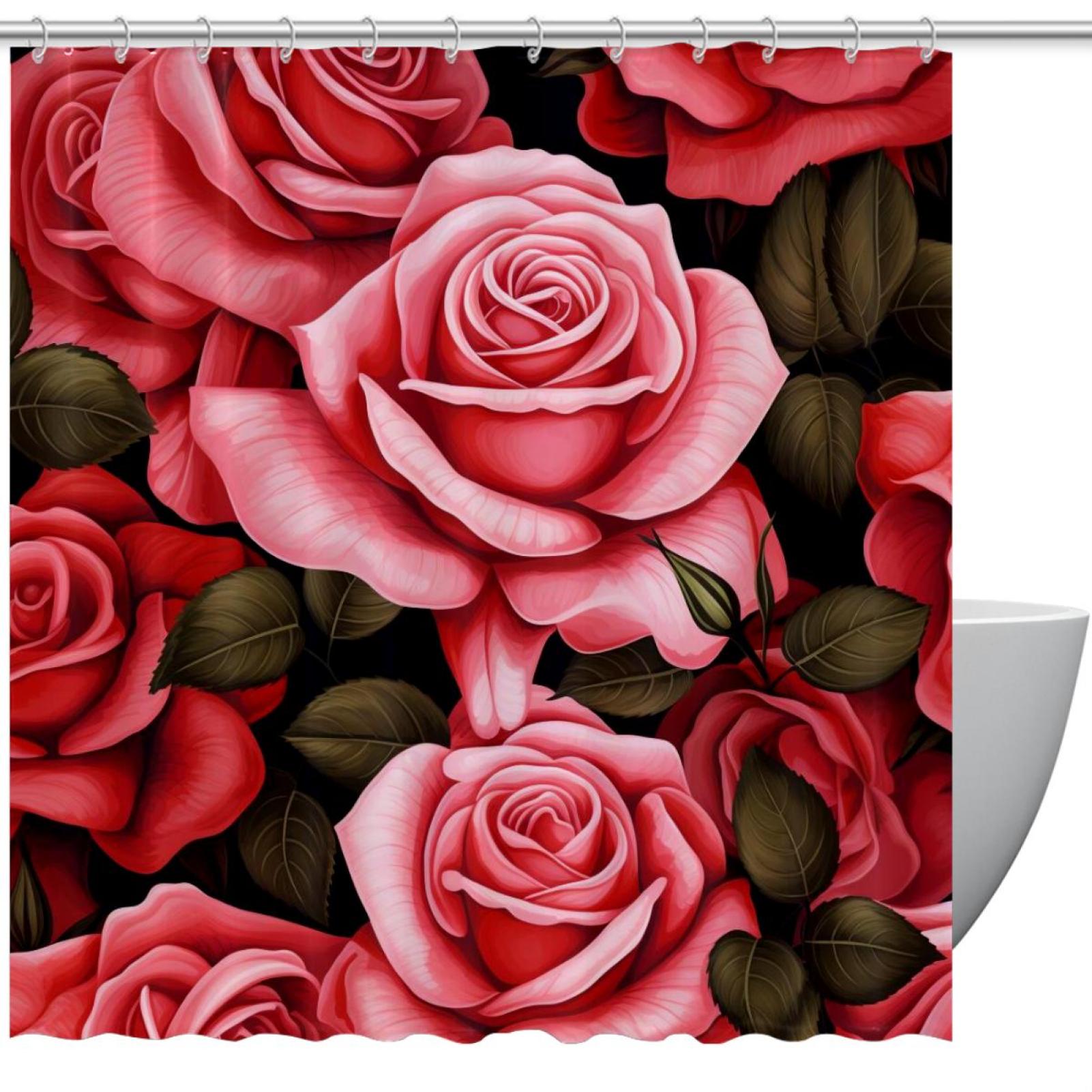 Shower Curtains Roses Waterproof Shower Curtain with Grommets and Hooks
