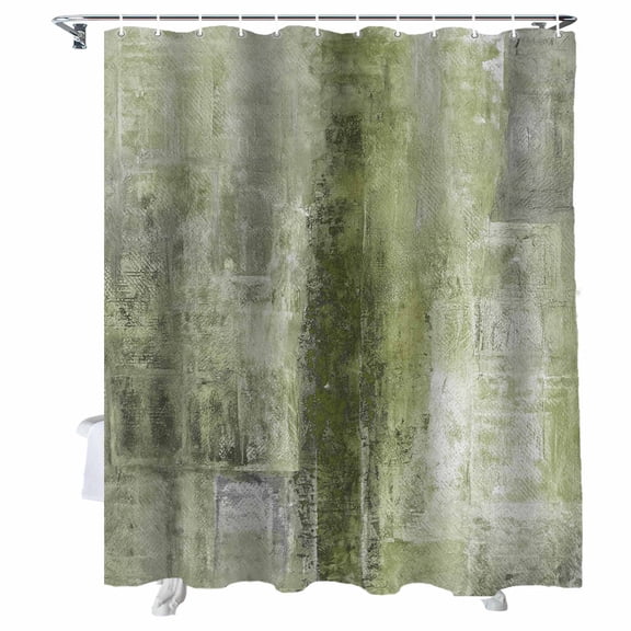 Shower Curtains Sage Green Paint Bath Curtain Abstract Art Graffiti Waterproof Bathroom Shower Curtain Set with Hooks Decoration 72 x 72 Inches