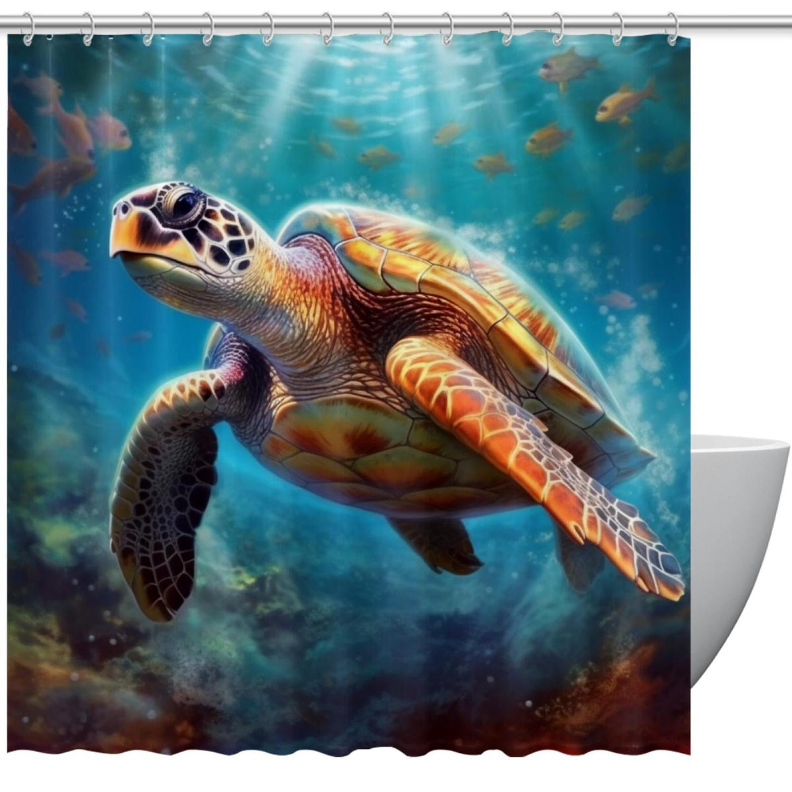 Shower Curtains Sea Turtle Waterproof Shower Curtain with Grommets and Hooks Modern Bathroom