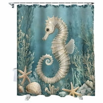 Shower Curtains Seahorse Bath Curtain Coral Starfish Blue Ocean Waterproof Bathroom Shower Curtain Set with Hooks Decoration 36 x 72 Inches