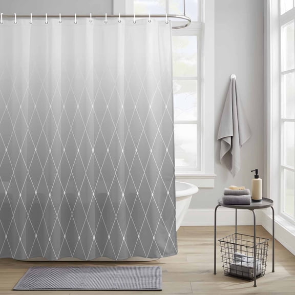 Shower Curtains Sets for Bathroom Decor Country Gray Gradient Lines Waterproof Bathroom Curtain with Hooks, Modern Minimalist Art for Bathroom Decor, 72X72IN