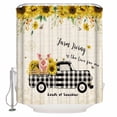 thumbnail image 1 of Shower Curtains Sets for Bathroom Decor Farm Pig Black Plaid Trucks Waterproof Bathroom Curtain with Hooks, Vintage Leaves Sunflower for Bathroom Decor,36x72IN, 1 of 7