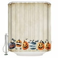 thumbnail image 1 of Shower Curtains Sets for Bathroom Decor Happy Halloween Orange Pumpkin Ghost Waterproof Bathroom Curtain with Hooks, Horror Crow Skull Bat for Bathroom Decor,60x72IN, 1 of 6