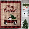 thumbnail image 1 of Shower Curtains Sets for Bathroom Decor Retro Farm Plaid CarWaterproof Bathroom Curtain with Hooks,Buffalo Grid Xmas Tree on Wood Grainfor Bathroom Decor,72x72IN, 1 of 9