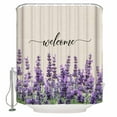 thumbnail image 1 of Shower Curtains Sets for Bathroom Decor Spring Purple Lavender on Beige LinenWaterproof Bathroom Curtain with Hooks,Watercolor Floralfor Bathroom Decor,60x72IN, 1 of 7