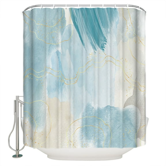 Shower Curtains Sets for Bathroom Decor Teal Marble Gradient Abstract Color BlockWaterproof Bathroom Curtain with Hooks,Watercolor Morandifor Bathroom Decor,36x72IN