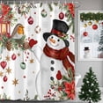 thumbnail image 1 of Shower Curtains Sets for Bathroom Decor Xmas Snowman Ball Poinsettia Berry Waterproof Bathroom Curtain with Hooks, Winter White Snowflake for Bathroom Decor,72x72IN, 1 of 9