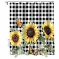 thumbnail image 1 of Shower Curtains Sunflower Leaves Butterfly Bath Curtain Black White Buffalo Plaid Waterproof Bathroom Shower Curtain Set with Hooks Decoration 72 x 72 Inches, 1 of 7